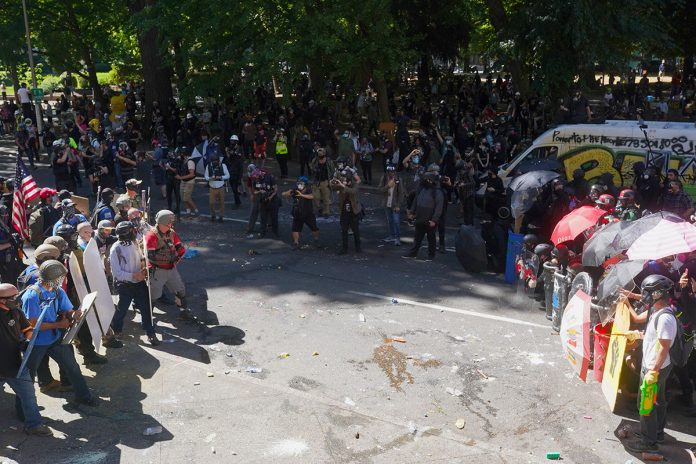 Right Wing Groups Clash With Portland Anti-Police Protesters