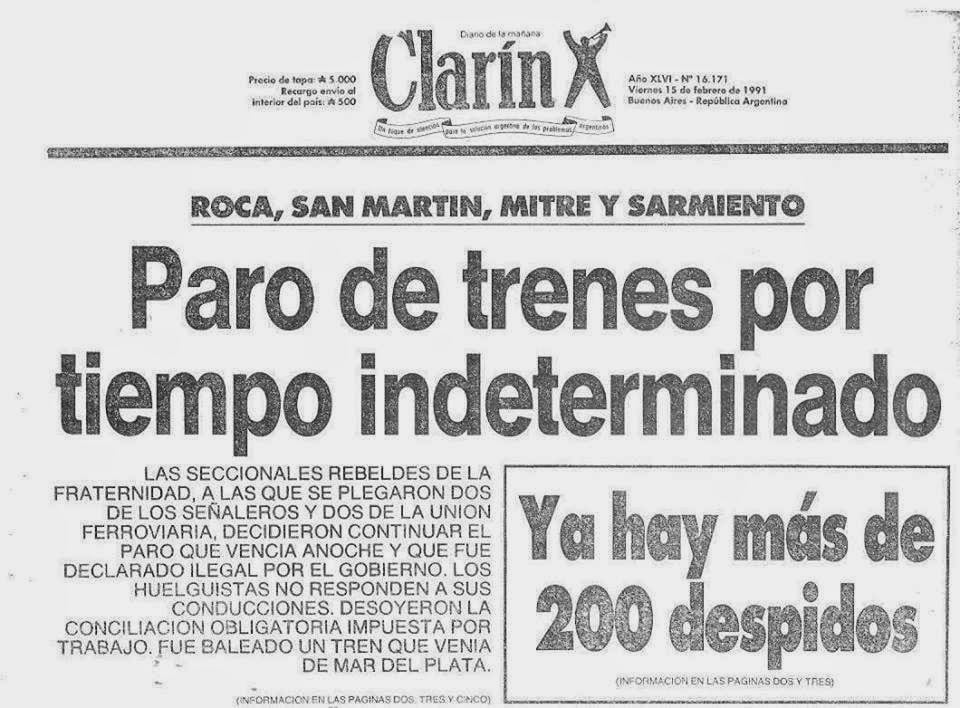 Paro de trenes menemismo