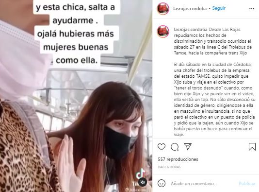Córdoba: Discriminación hacia una joven trans en el transporte público