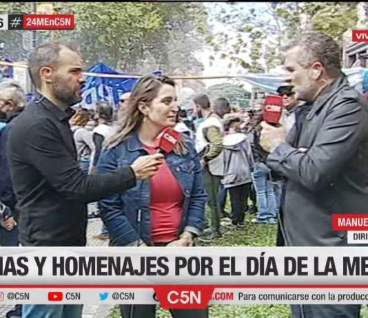 Manuela Castañeira hablando con c5n desde Plaza de Mayo a 46 años del golpe genocida