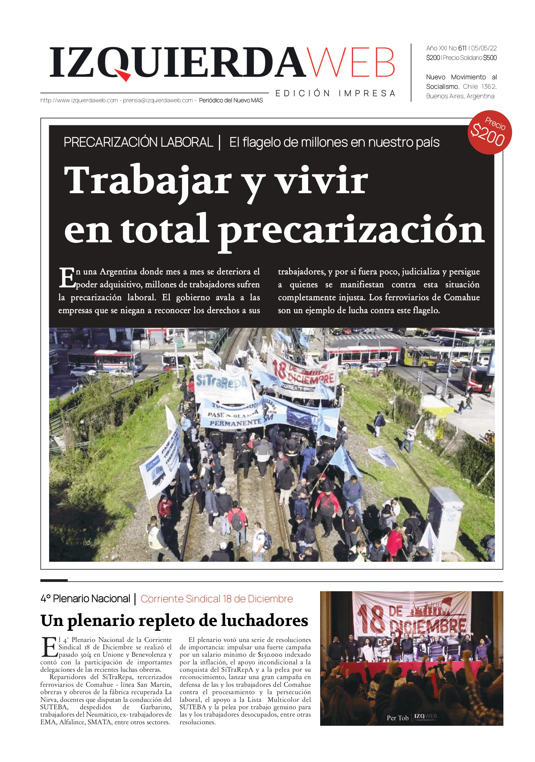 Trabajar y vivir en total precarización | Izquierda Web Edición Impresa 611