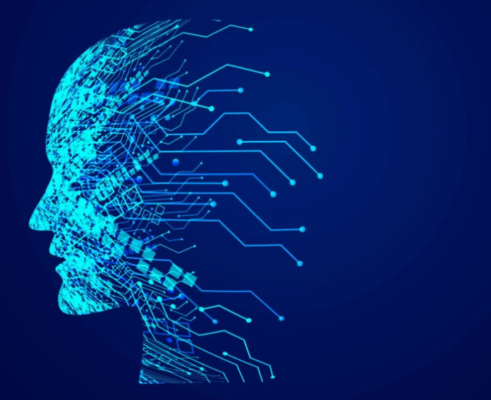 digital technology face artificial intelligence concept design