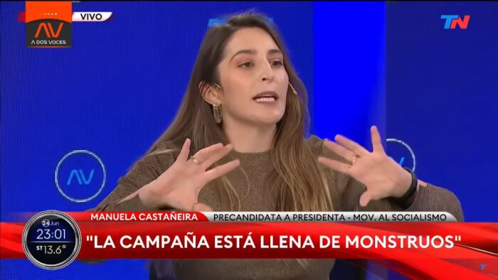 Manuela Castañeira y Juan Cruz Ramat en el especial de A Dos Voces en TN