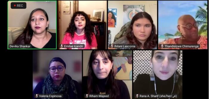 Emilse I. en el Seminario Virtual por la Liberación de Palestina de Af3irm