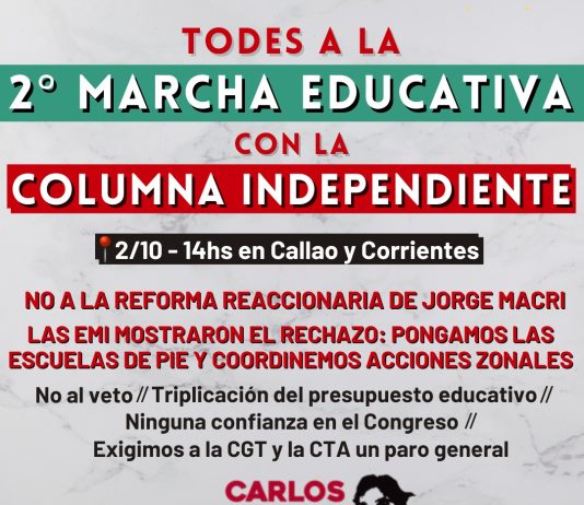 Docentes de CABA: pongamos las escuelas de pie y organicemos acciones zonales reforma Macri