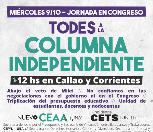 Con las tomas y las calles se puede derrotar el veto de Milei marcha veto Milei