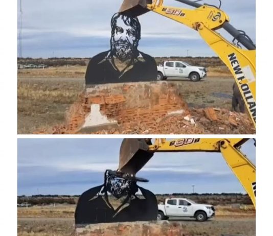 Provocación fascistoide en Santa Cruz: destruyen el monumento a Osvaldo Bayer Osvaldo Bayer