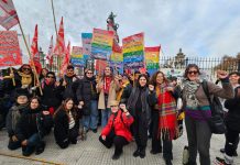 28J: Las Rojas en la concentración contra los trans trasvesticidios 28J Las Rojas Emma