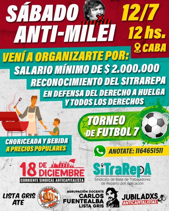 Sabado anti Milei 18 de Diciembre Corriente Sindical Anticapitalista 18 de Diciembre