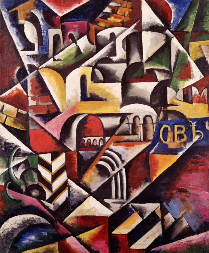 Lyubov Sergeevna Popova - Cubist cityscape 1914 - (MeisterDrucke-168288) autoexplotación