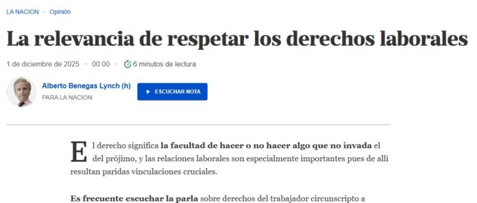 Alberto Benegas Lynch en La Nación Alberto Benegas Lynch